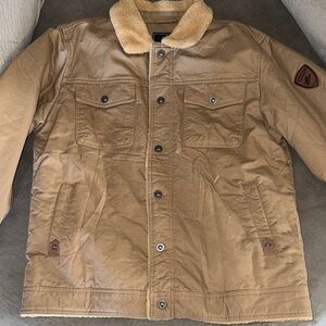 Wrangler Tan Military Jacket with Sherpa Collar